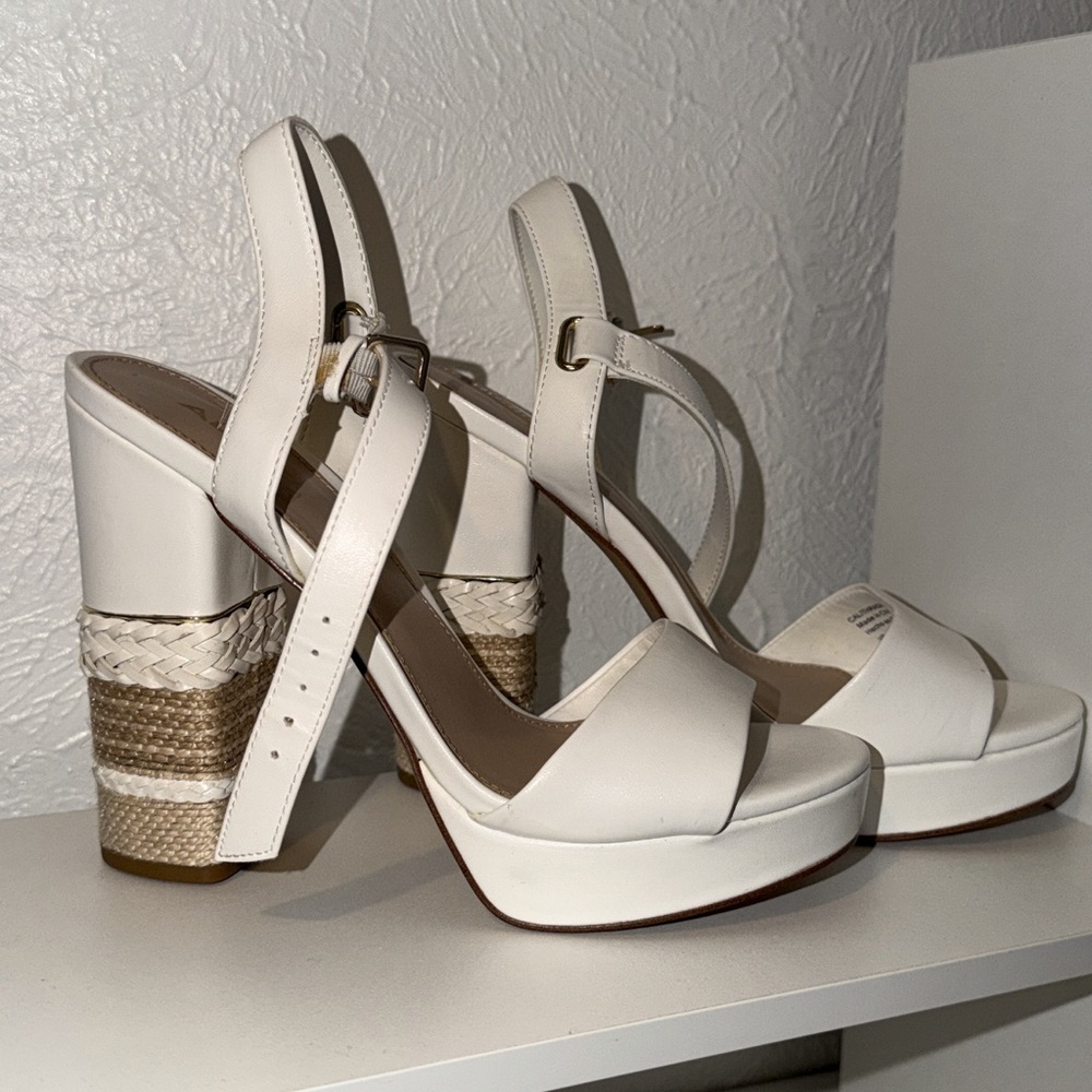 Aldo Cream Platform Sandals with Tan Accents